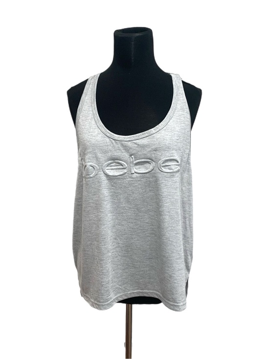 bebe Tops - bebe Heather Gray Embroidered Logo Racerback Tank X-Large